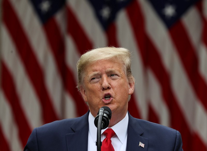 &copy; Reuters. FILE PHOTO: U.S. President Trump makes announcement about China at the White House in Washington