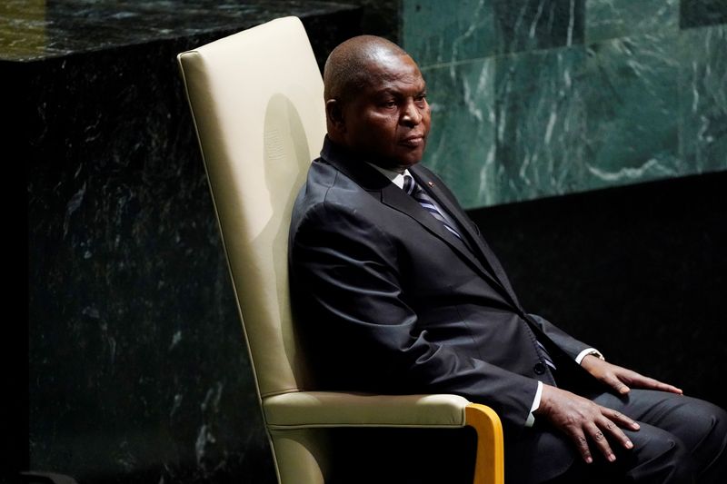 © Reuters. FILE PHOTO: Central African Republic President Faustin Archange Touadera sits before addressing the 74th session of the United Nations General Assembly at U.N. headquarters in New York City, New York, U.S.