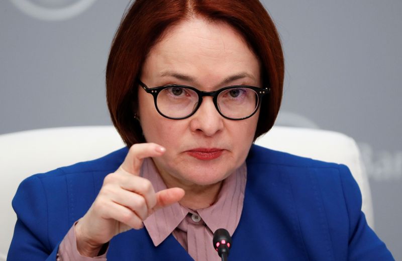 &copy; Reuters. FILE PHOTO: Russian Central Bank Governor Nabiullina attends a news conference in Moscow