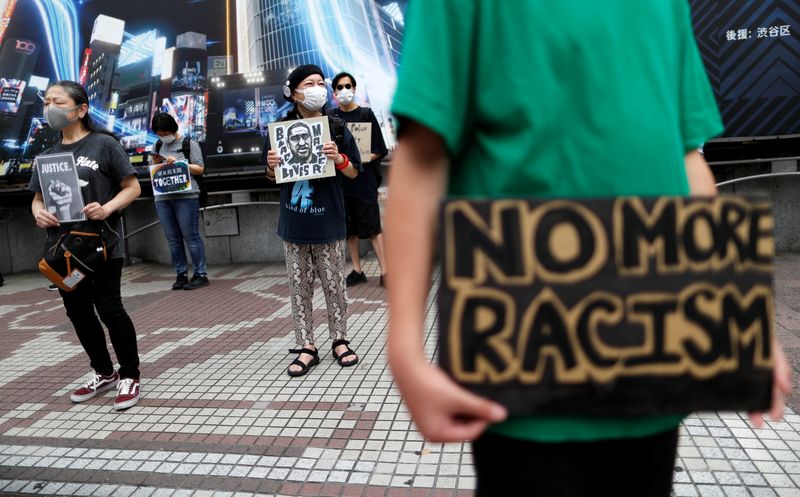 &copy; Reuters. Protest march in Tokyo, Japan, following death of George Floyd who died in police custody in Minneapolis