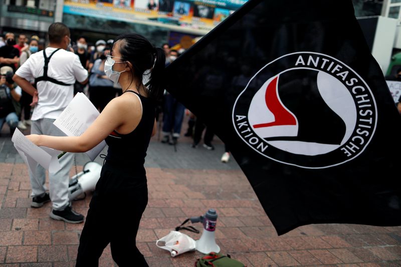 &copy; Reuters. Protest march over the alleged police abuse of a Turkish man in echoes of a Black Lives Matter protest, following the death of George Floyd who died in police custody in Minneapolis, in Tokyo