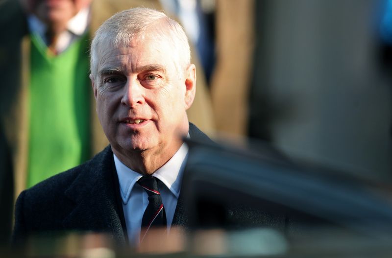 &copy; Reuters. Britain&apos;s Prince Andrew leaves St. Mary the Virgin church in Hillington