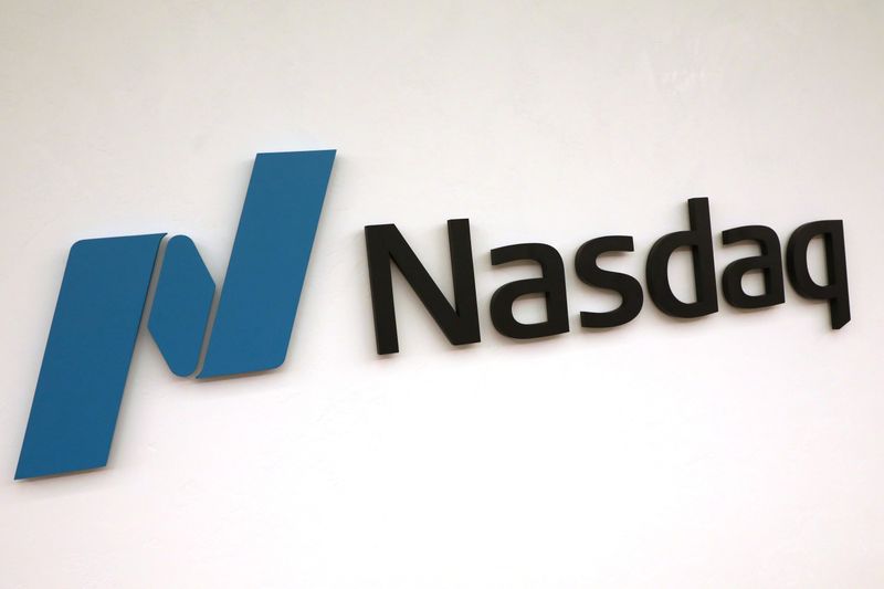 &copy; Reuters. FILE PHOTO: The Nasdaq logo is displayed at the Nasdaq Market site in New York