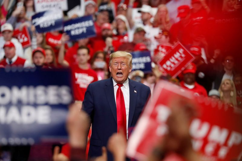 &copy; Reuters. FILE PHOTO: U.S. President Donald Trump speaks at a campaign rally in Charlotte