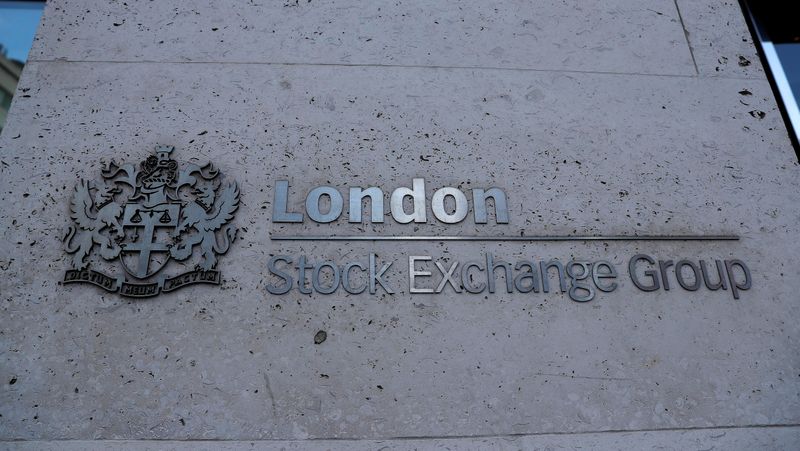 &copy; Reuters. Signage is seen outside the entrance of the London Stock Exchange in London
