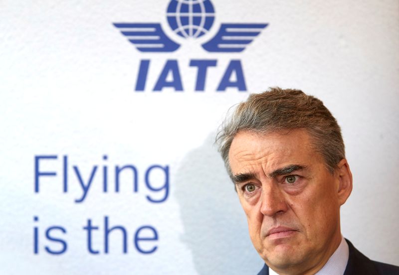 © Reuters. FILE PHOTO: IATA Director General and CEO de Juniac attends an interview with Reuters in Geneva