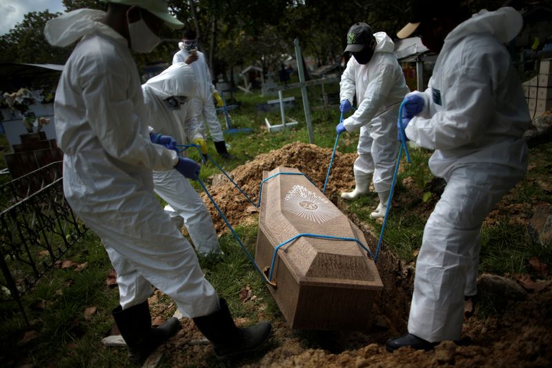 &copy; Reuters. Enterro de vítima da Covid-19 em cemitério de Breves, no Pará