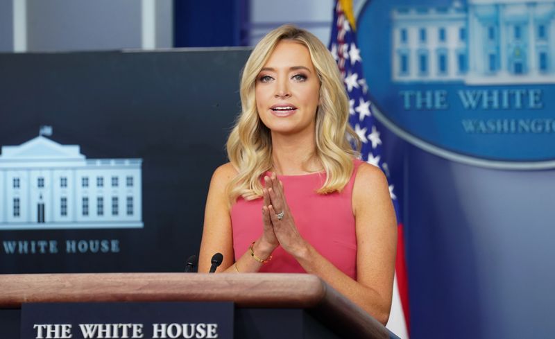 &copy; Reuters. Kayleigh McEnany speaks at the White House in Washington