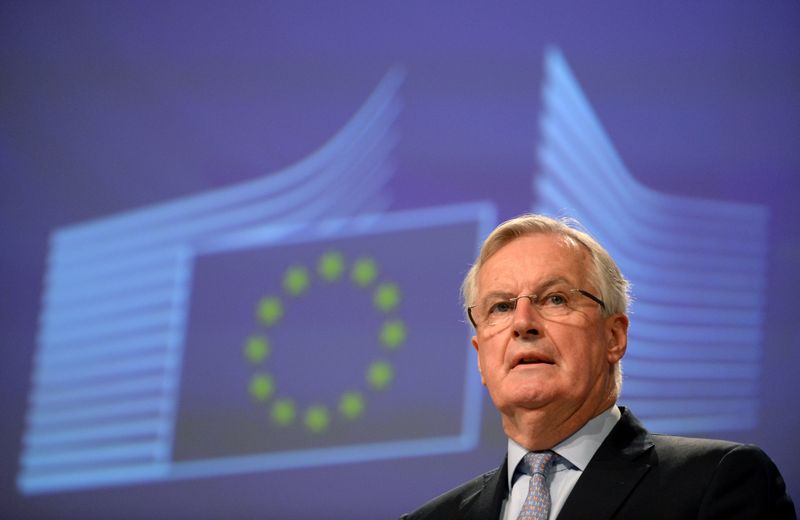 &copy; Reuters. Michel Barnier, Brexit chief negotiator for Europe on future ties with Britain, gives a news conference after the first week of EU-UK negotiations, in Brussels