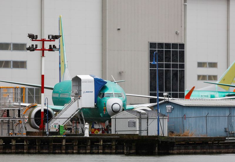 &copy; Reuters. FILE PHOTO: A Boeing 737 Max aircraft is seen parked outside the company&apos;s production facility in Renton