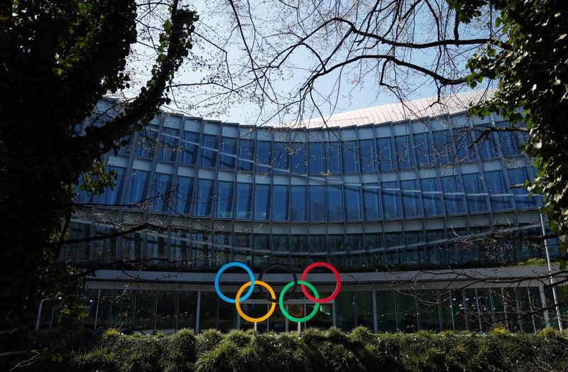 &copy; Reuters. The Olympic rings are pictured in front of the International Olympic Committee (IOC) in Lausanne