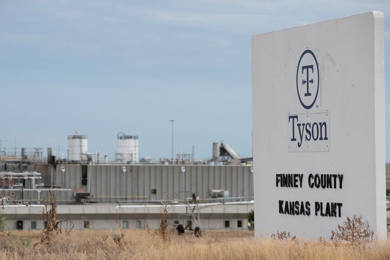 &copy; Reuters. Tyson Fresh Meats processing plant is seen three days after a fire heavily damaged the facility in the Finney County town of Holcomb