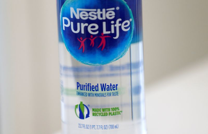 &copy; Reuters. A prototype of a water bottle made out of recycled plastic is pictured during a media visit for the inauguration of the Nestle Institute of Packaging Sciences in Lausanne