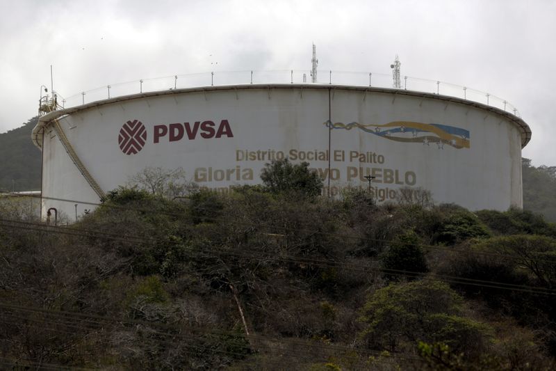 &copy; Reuters. FILE PHOTO: The PDVSA logo is seen on a tank at its refinery El Palito in Puerto Cabello