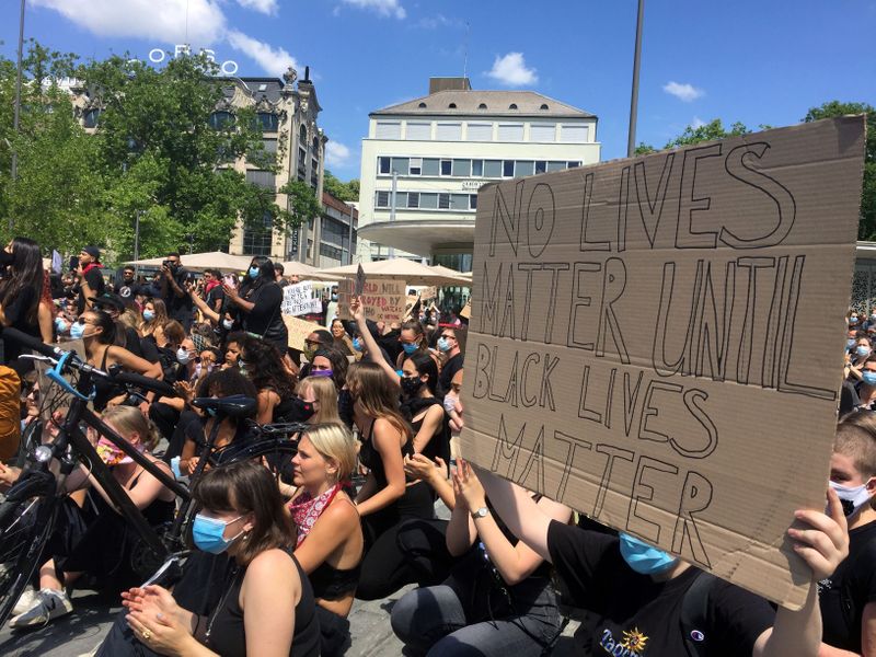 &copy; Reuters. Black Lives Matter protest in Zurich