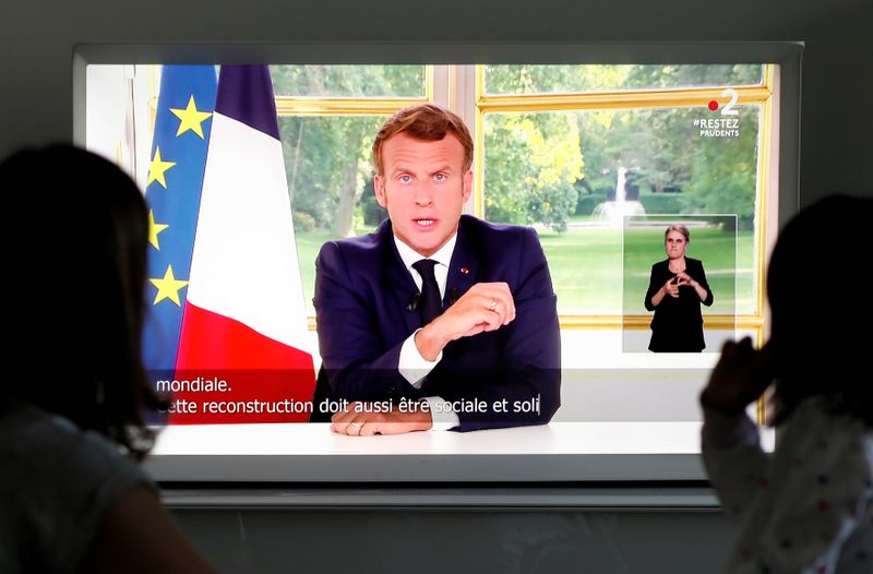 &copy; Reuters. French President Emmanuel Macron&apos;s televised address to the nation