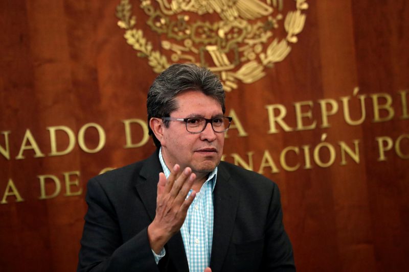 &copy; Reuters. Mexico&apos;s Senator Ricardo Monreal speaks during the delivery of the United States-Mexico-Canada Agreement (USMCA) deal, at the Senate building in Mexico City