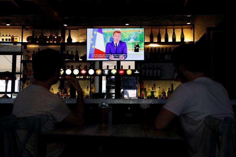 &copy; Reuters. French President Emmanuel Macron&apos;s televised address to the nation