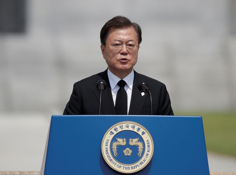 © Reuters. رئيس كوريا الجنوبية يدعو الشمال للحفاظ على اتفاقات السلام والعودة للمحادثات