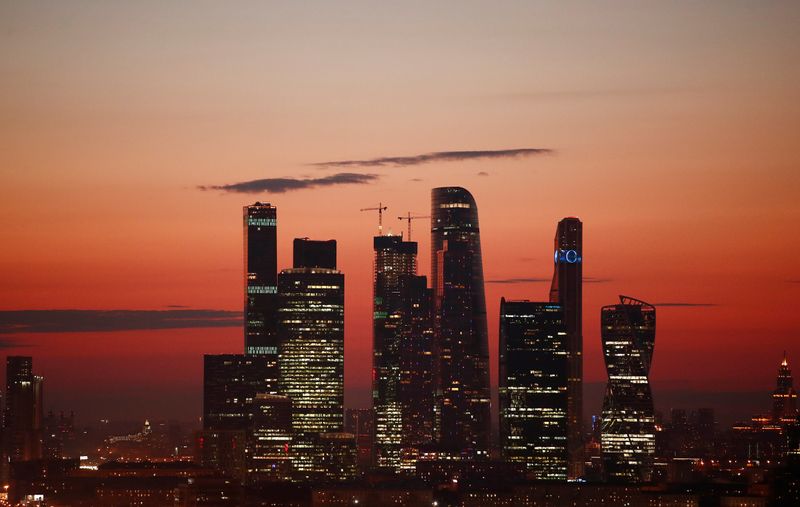 &copy; Reuters. The skyscrapers of the Moscow International Business Centre, also known as &quot;Moskva-City&quot;, are seen just after sunset in Moscow