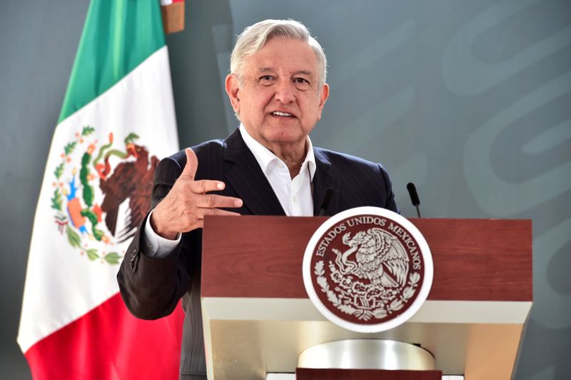 &copy; Reuters. Mexico&apos;s President Andres Manuel Lopez Obrador speaks during a news conference in Veracruz