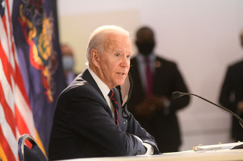 &copy; Reuters. U.S. Democratic presidential candidate Joe Biden speaks during a campaign event in Philadelphia