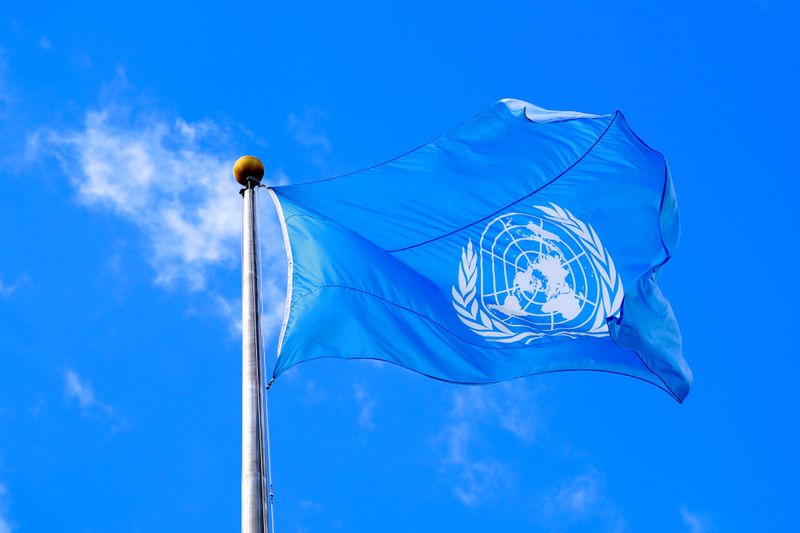 &copy; Reuters. FILE PHOTO: The United Nations flag is seen during the 74th session of the United Nations General Assembly at U.N. headquarters in New York City, New York, U.S.