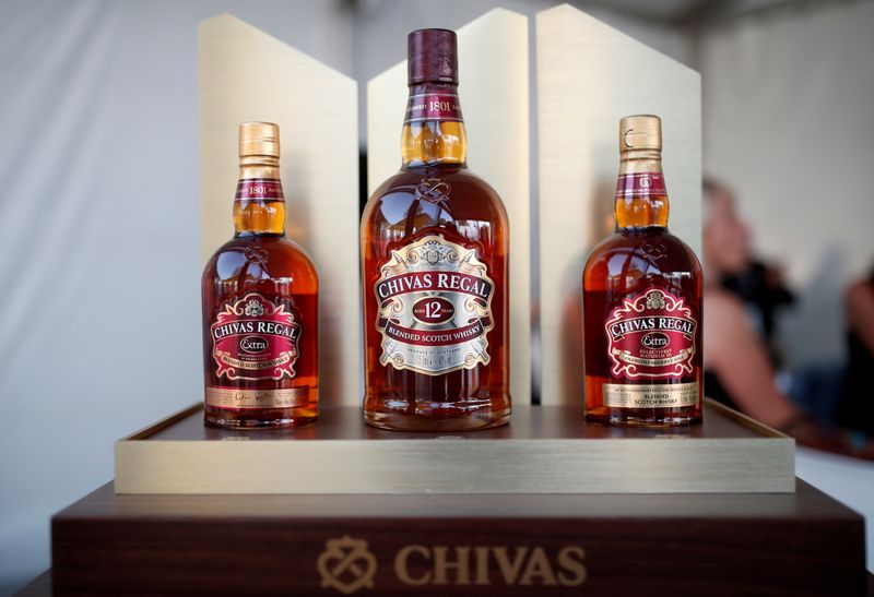 &copy; Reuters. FILE PHOTO: File photo of bottles of Chivas Regal blended Scotch whisky