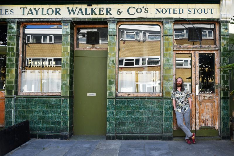 &copy; Reuters. Pub landlord Tadgh Barry stands outside The Greenwich Pensioner pub in London