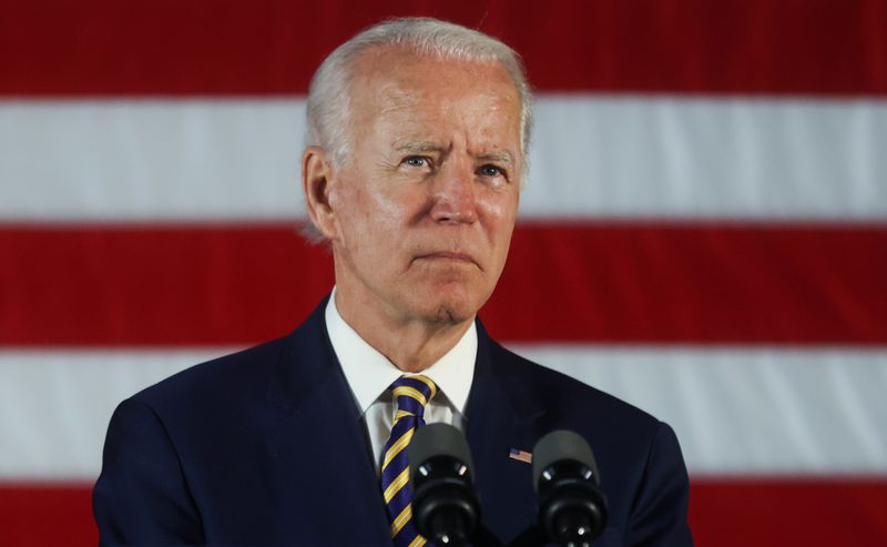 &copy; Reuters. Democratic U.S. presidential candidate Biden speaks at campaign event in Darby, Pennsylvania