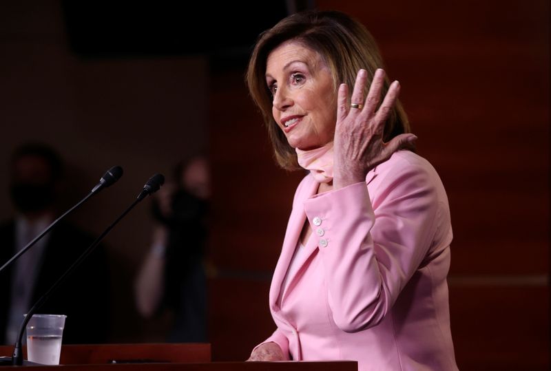 &copy; Reuters. House Speaker Nancy Pelosi holds her weekly news conference with Capitol Hill reporters in Washington