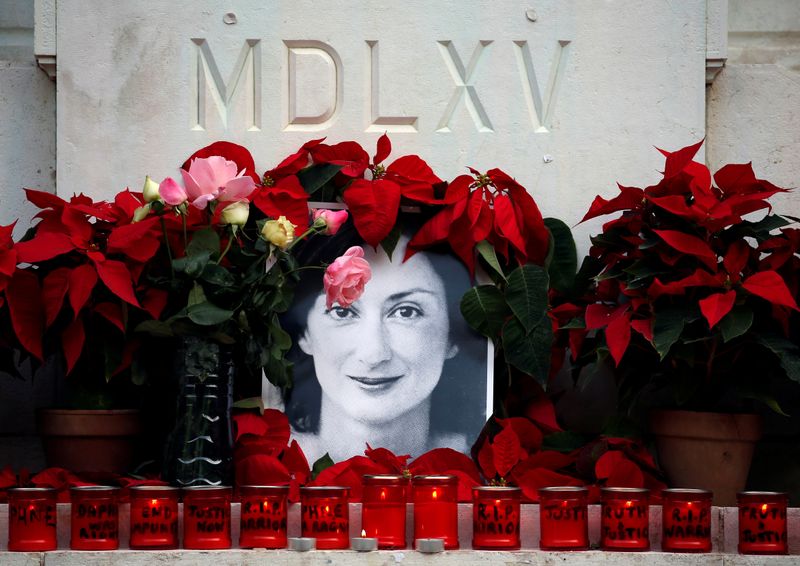 &copy; Reuters. FILE PHOTO: National protest calling on Malta&apos;s PM Joseph Muscat to resign immediately and face prosecution, in light of revelations on the assassination of journalist Daphne Caruana Galizia