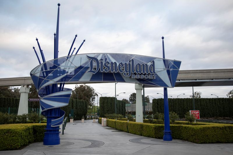 &copy; Reuters. FILE PHOTO: Walt Disney Co&apos;s  Disneyland and California Adventure theme parks in Southern California are now closed due to the global outbreak of coronavirus in Anaheim, California