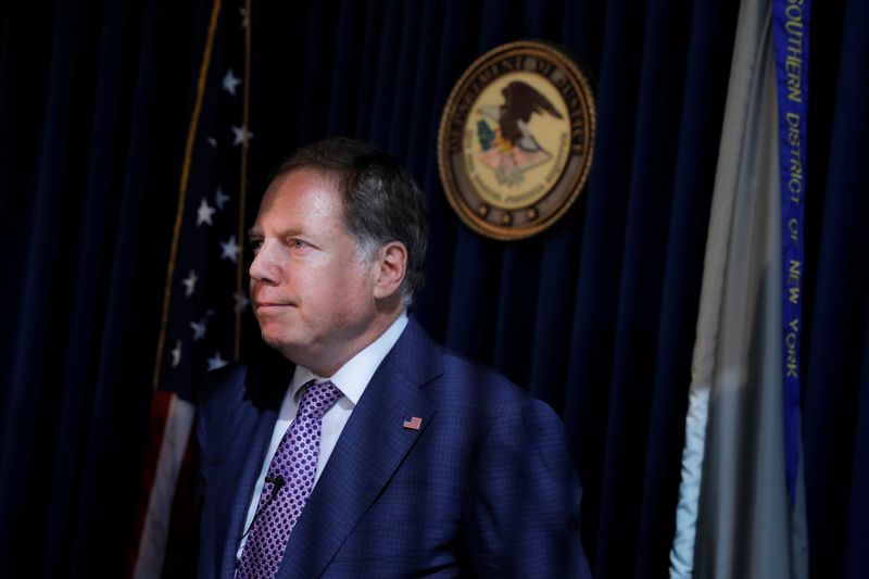 &copy; Reuters. U.S. Attorney for the Southern District Geoffrey S. Berman speaks at a news conference in New York