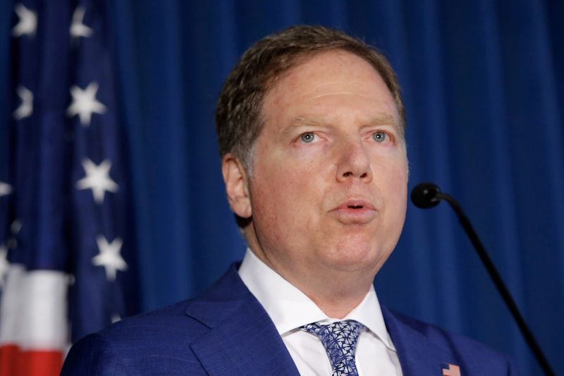 &copy; Reuters. FILE PHOTO: Geoffrey Berman, the U.S. Attorney for the Southern District of New York, speaks during a news conference announcing charges against attorney Michael Avenatti in New York