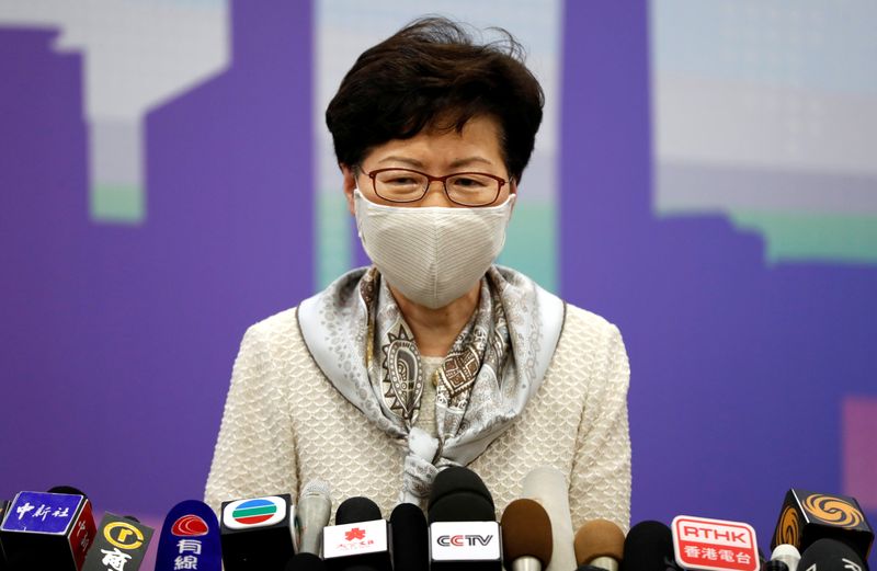&copy; Reuters. Hong Kong Chief Executive Carrie Lam holds a news conference in Beijing