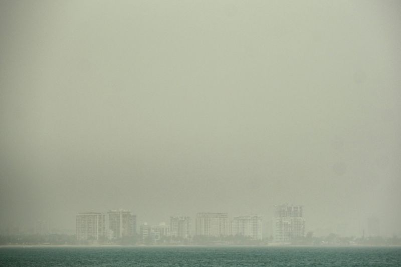 &copy; Reuters. Isla Verde beach as a sand storm from the region of the Sahara Desert sweeps over San Juan