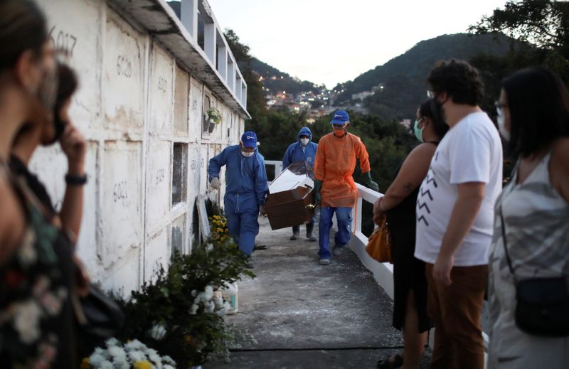 &copy; Reuters. Enterro de vítima da Covid-19 em cemitério do Rio de Janeiro