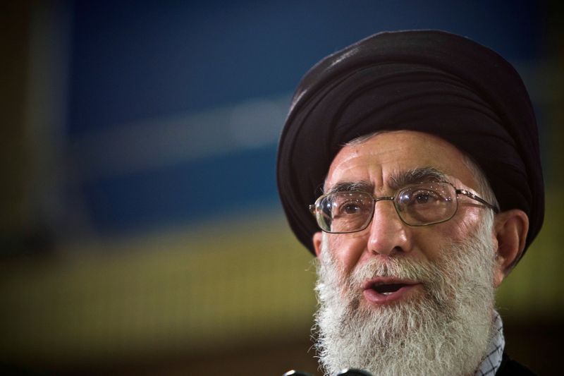 © Reuters. FILE PHOTO: Iran's Supreme Leader Ayatollah Ali Khamenei speaks live on television after casting his ballot in the Iranian presidential election in Tehran