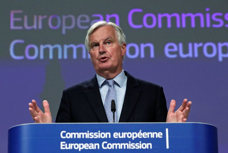 &copy; Reuters. EU&apos;s Brexit negotiator Michel Barnier gives a news conference after Brexit negotiations, in Brussels