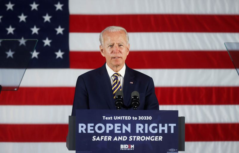 &copy; Reuters. FILE PHOTO: Democratic U.S. presidential candidate Biden speaks during campaign event in Darby, Pennsylvania