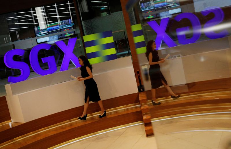 © Reuters. An SGX sign is pictured at Singapore Stock Exchange