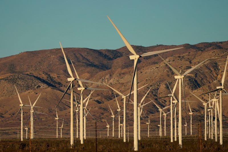 © Reuters. FILE PHOTO: A wind farm is shown in Movave, California