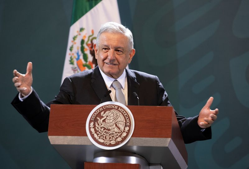 &copy; Reuters. Mexico&apos;s President Andres Manuel Lopez Obrador speaks during a news conference in Mexico City