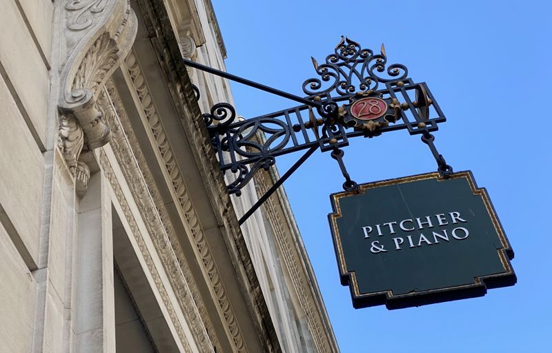 &copy; Reuters. FILE PHOTO:  Signage for a Pitcher &amp; Piano bar is seen in London