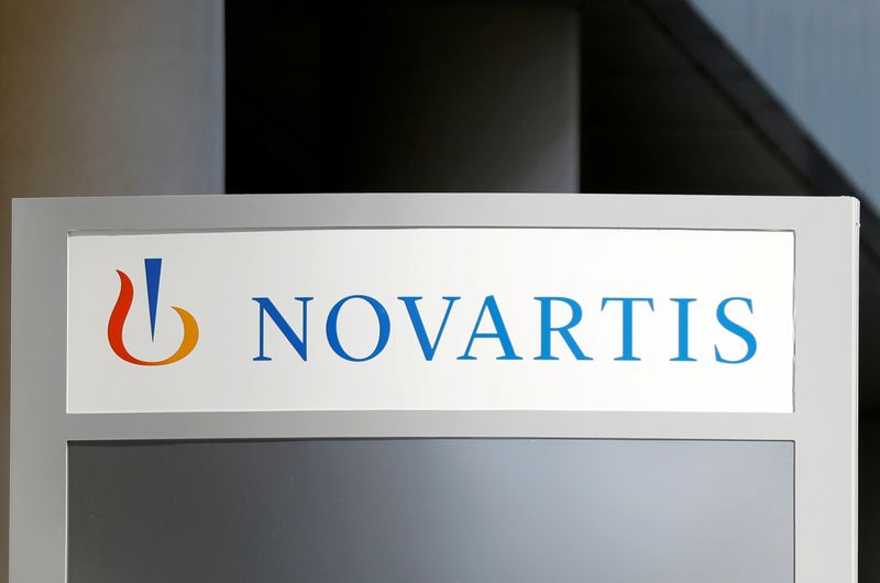 &copy; Reuters. FILE PHOTO: The logo of Swiss drugmaker Novartis is pictured at the French company&apos;s headquarters in Rueil-Malmaison