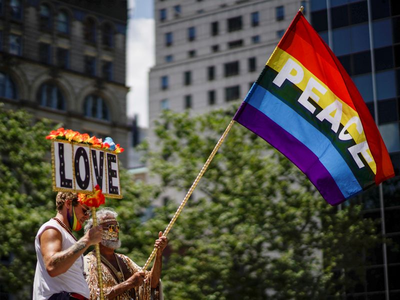 © Reuters. Joint LGBTQ and Black Lives Matter march in New York City