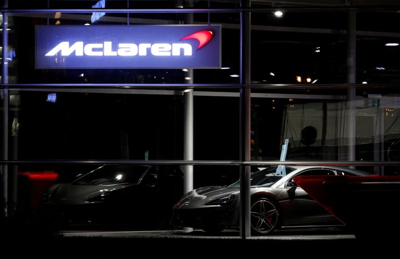 &copy; Reuters. Logo of McLaren is seen at a showroom in Opfikon