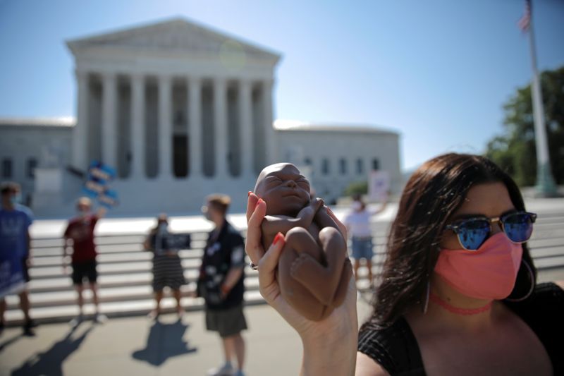 © Reuters. Anti-abortion activists gather outside U.S. Supreme Court in Washington