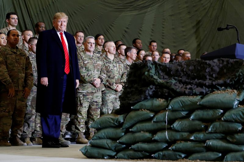 &copy; Reuters. U.S. President Donald Trump makes an unannounced visit to U.S. troops at Bagram Air Base in Afghanistan